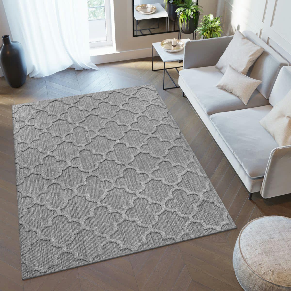 JUDE - Tapis effet jute naturel alhambra gris 120x170cm