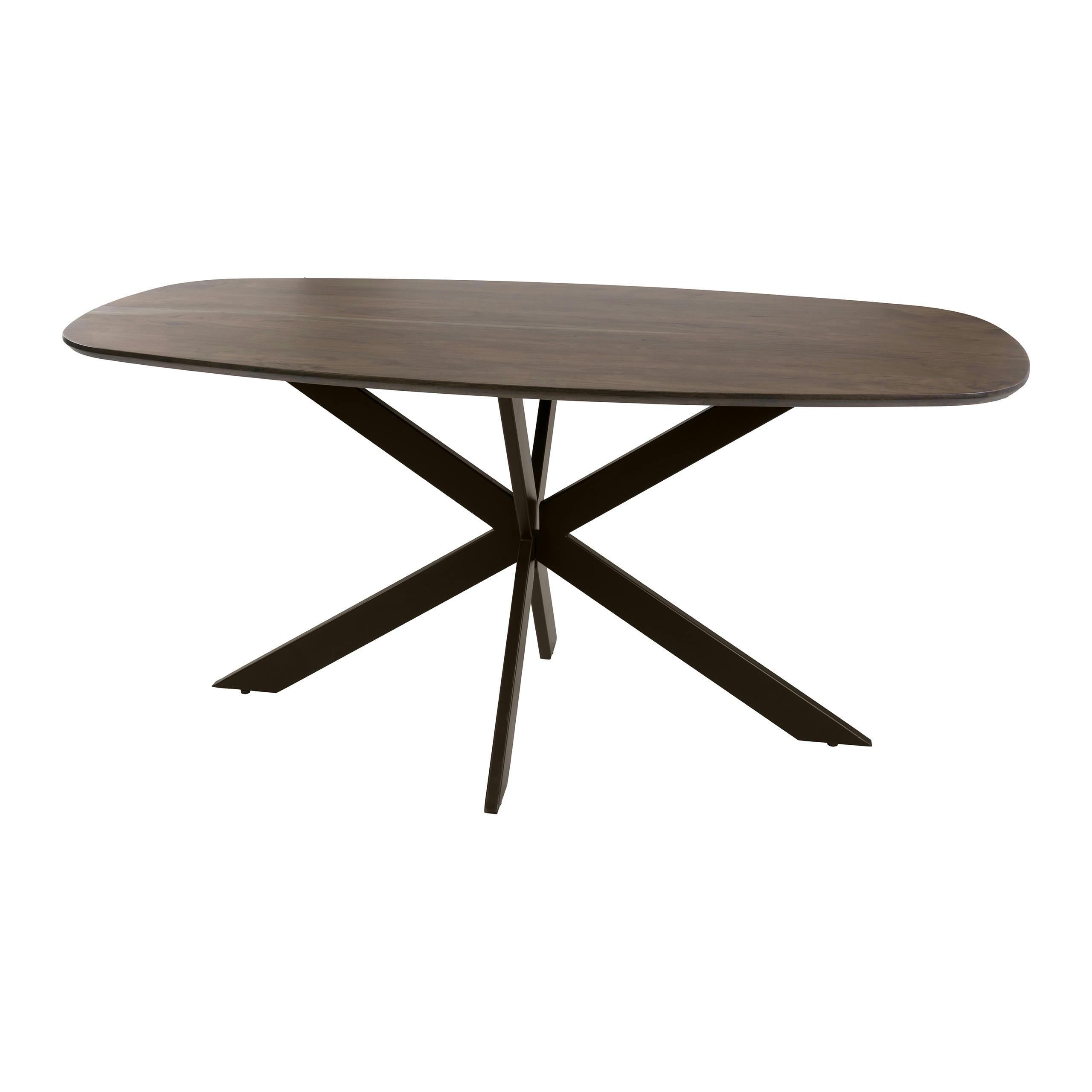Table à manger bois d'acacia foncé bords arrondis 180 cm NAKO