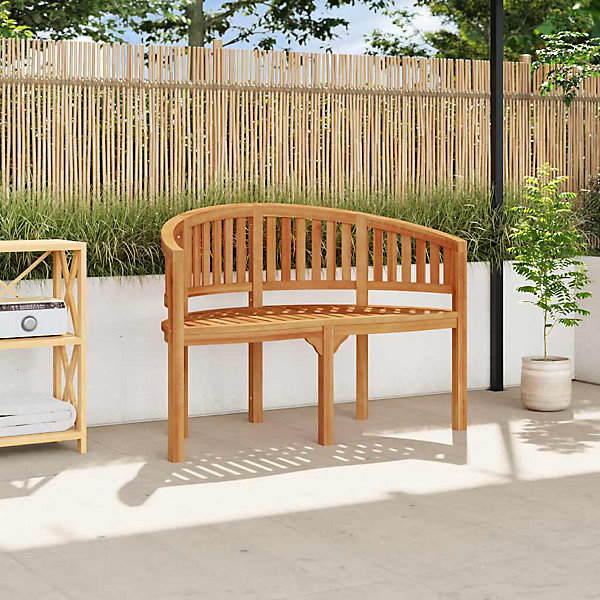 Banc de jardin en forme de banane 120 cm Teck solide vidaXL