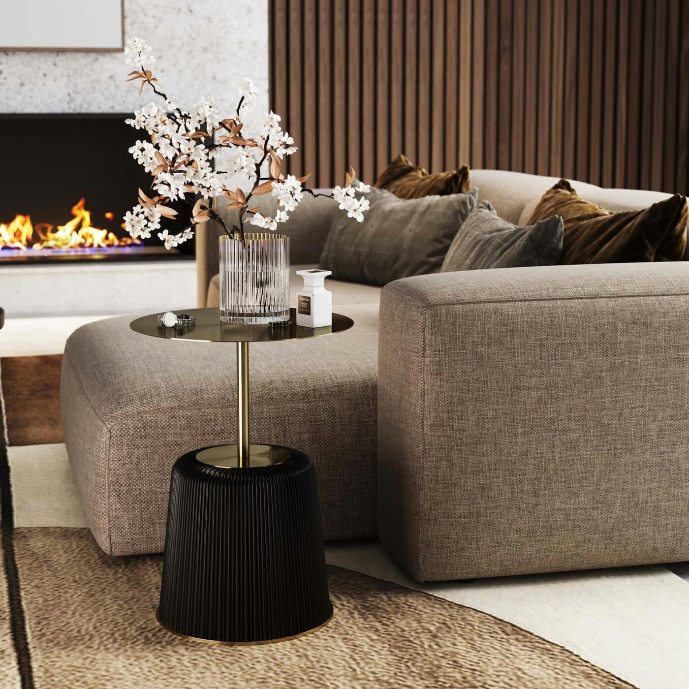 ENDLESS - Table d'appoint Endless Vegas noire et dorée 40cm Kare Design