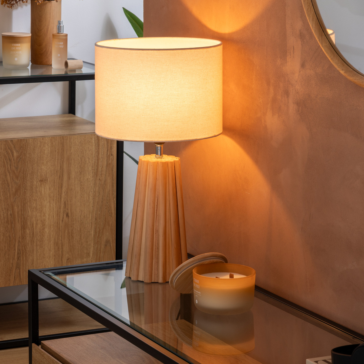 Desk lamp "Adon" Beige, H. 53 cm