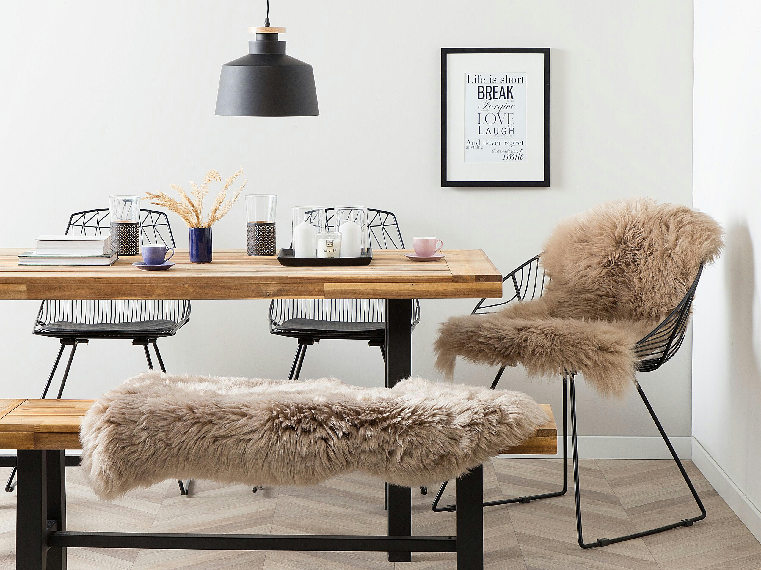 ULURU - Tapis en cuir véritable marron 100 110x65cm