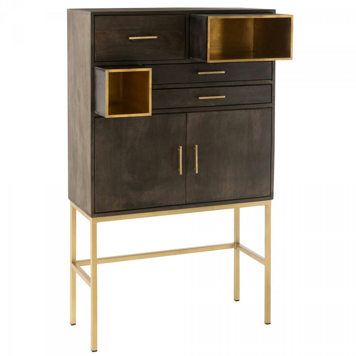 CHICAGO - Buffet haut contemporain en bois et métal doré