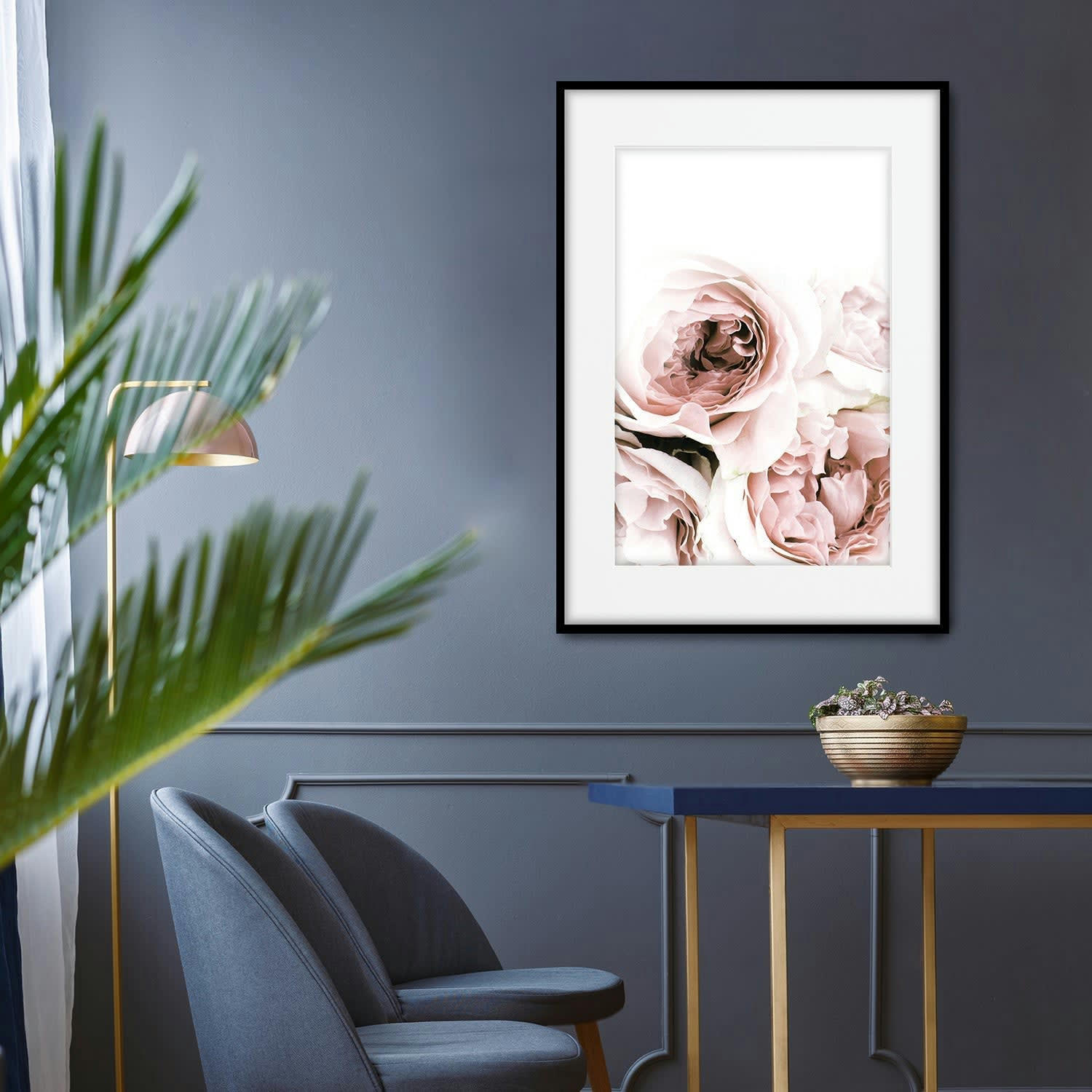 FLORES - Affiche avec cadre noir - Four Roses - 30x40