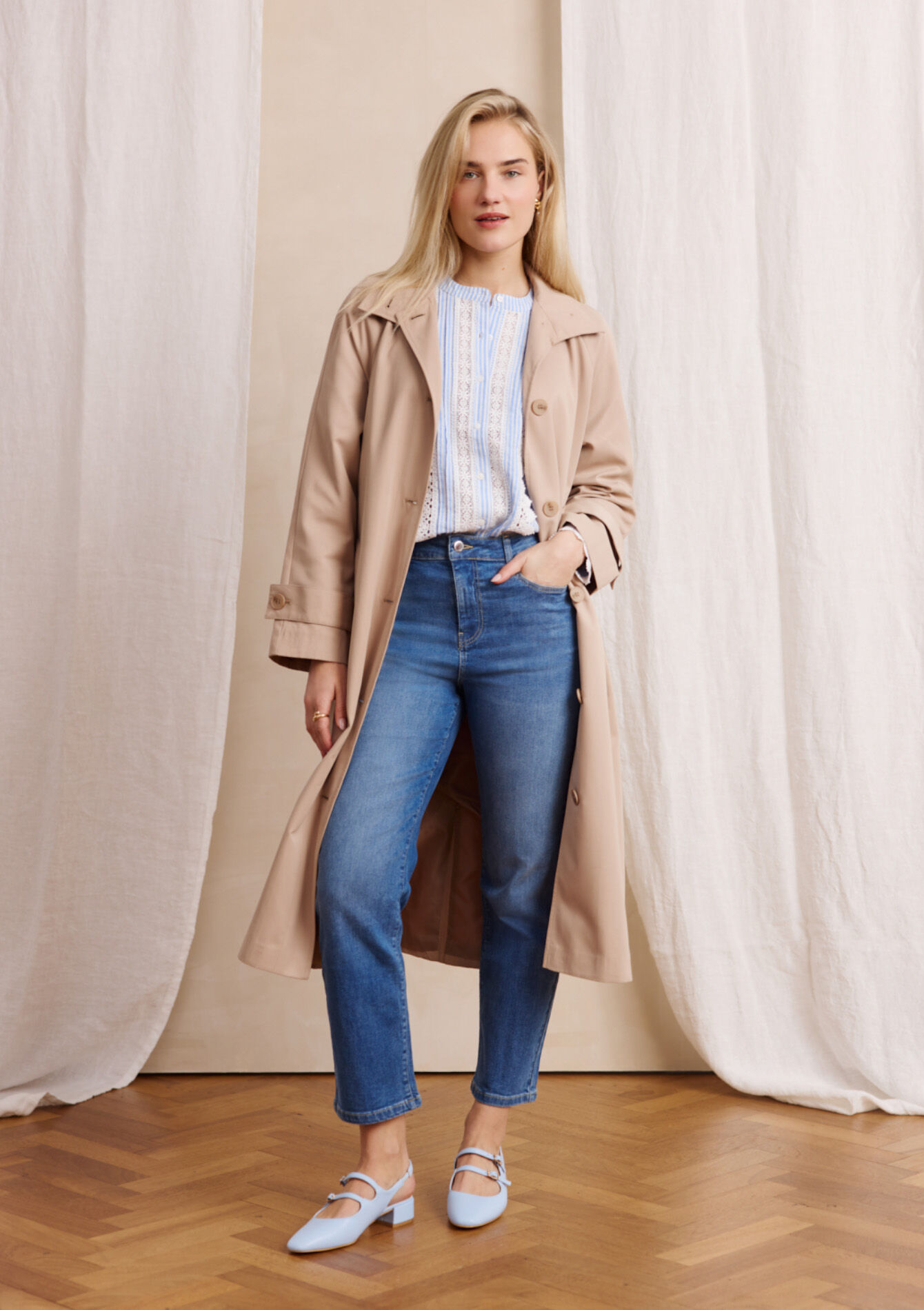 Rechte jeans met hoge taille