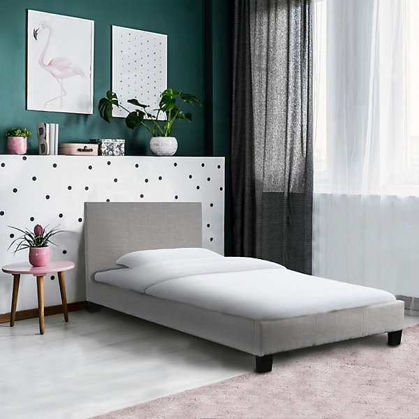 Lit DUBLIN 90x190   1 sommier / Gris clair