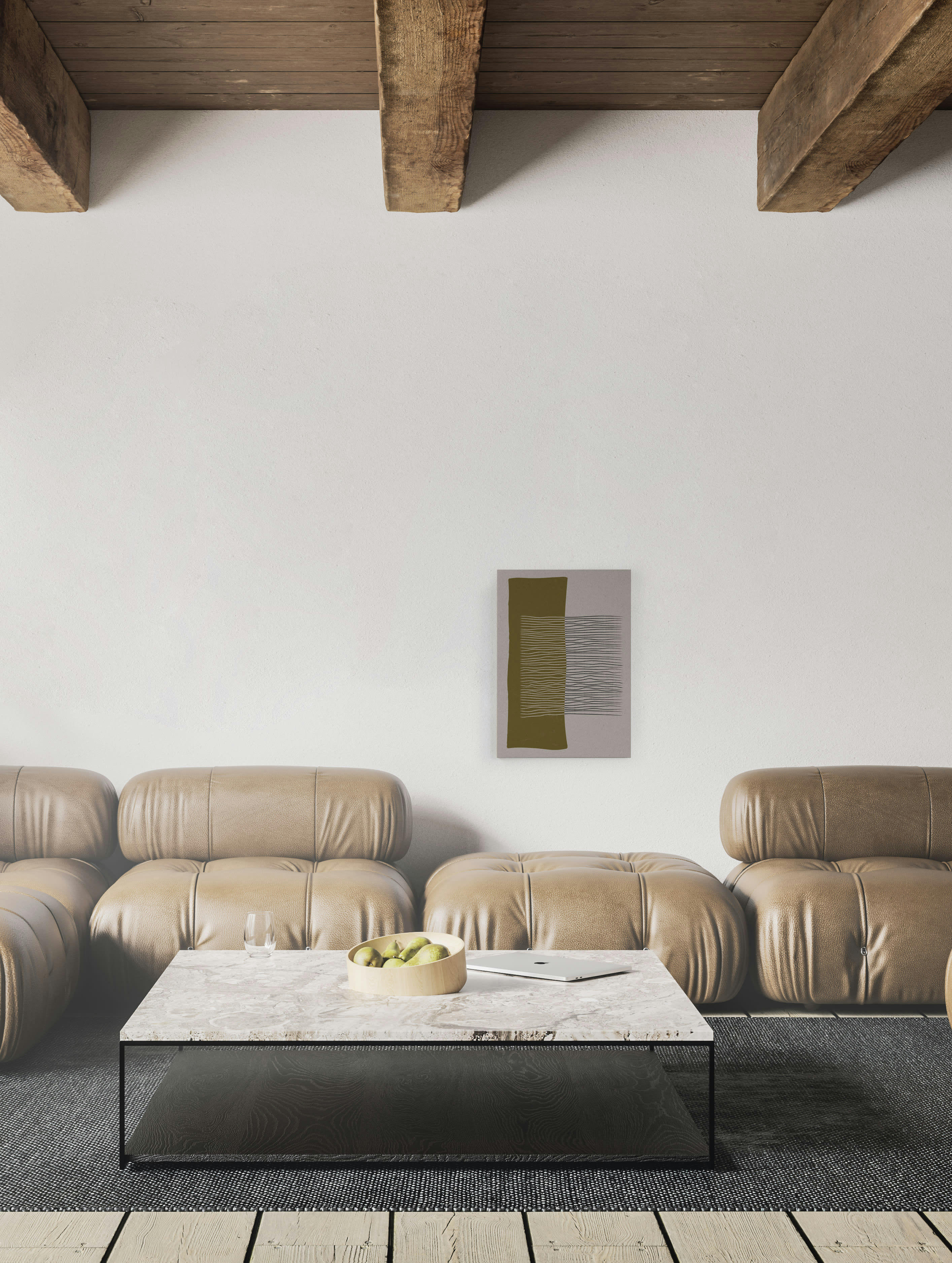 GREEN GEOMETRIC - Peinture sur toile 60x40 imprimé HD vert Géométrique