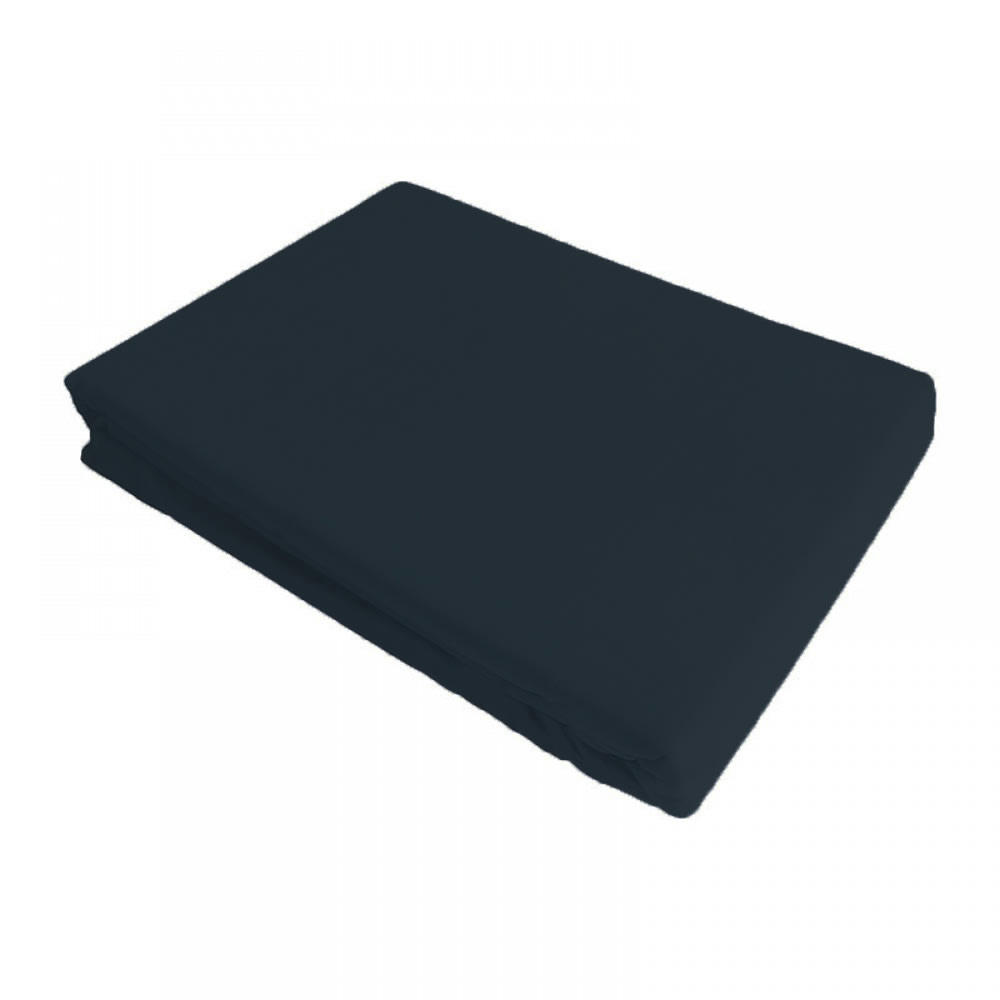 GAMME UNIS SATIN - Drap plat satin de coton 180x290 cm bleu