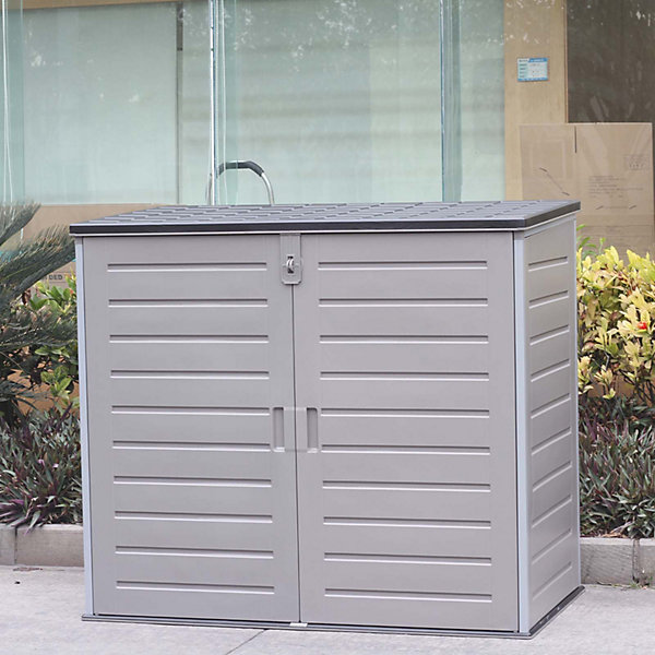Coffre en Resine Gardiun Soften II 1.170 L 140x82x123 cm avec Amortisseurs Rangement Filtre a Sable et Pompe Montage Facile