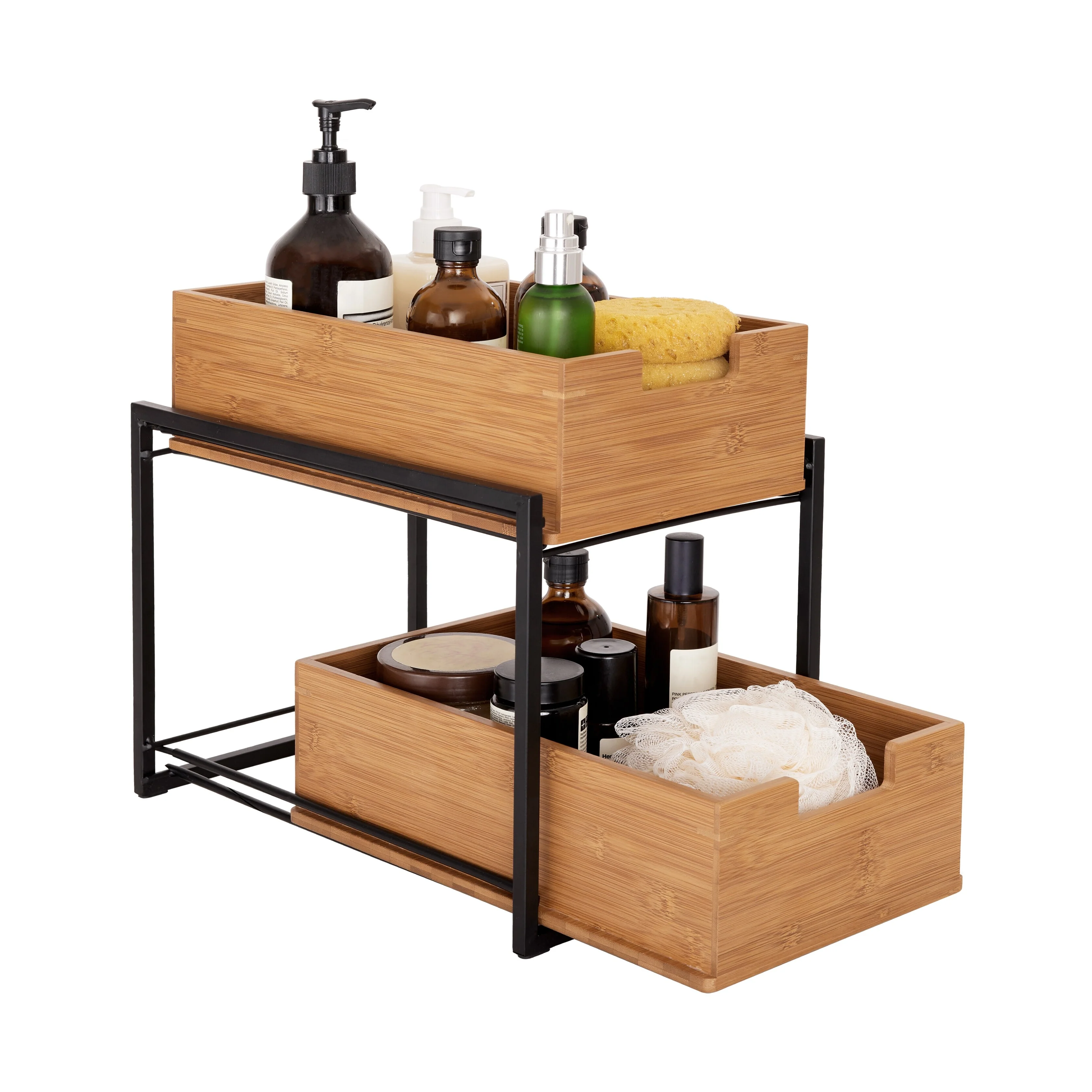 Seville Classics 2-Tier Bamboo Sliding Baskets