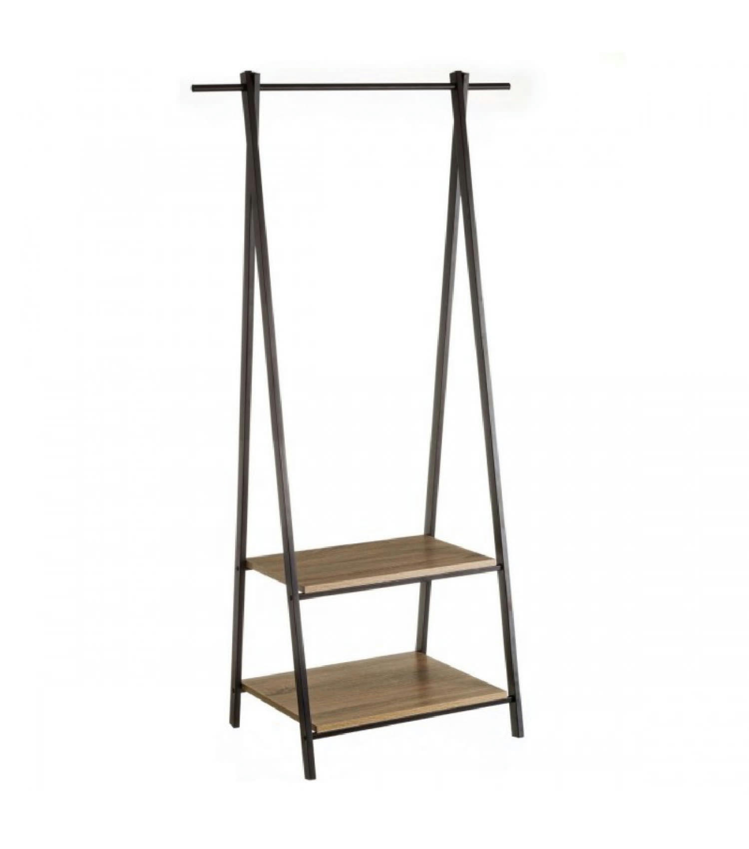 - Portant vêtements bois et métal noir