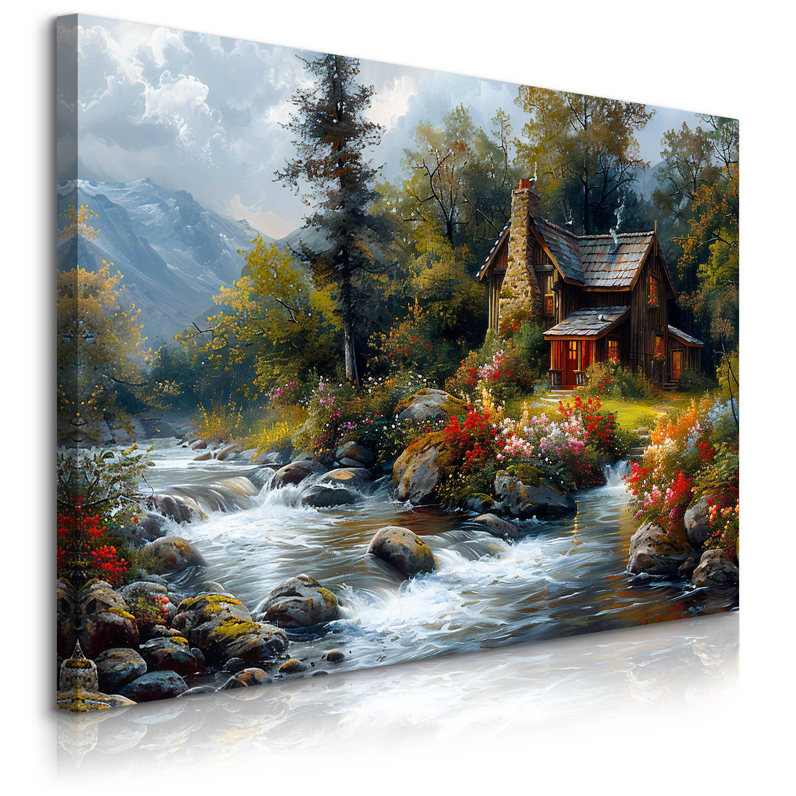 Obraz Do Salonu Górska Chata Góry Kwiaty Krajobraz Natura 30x20cm