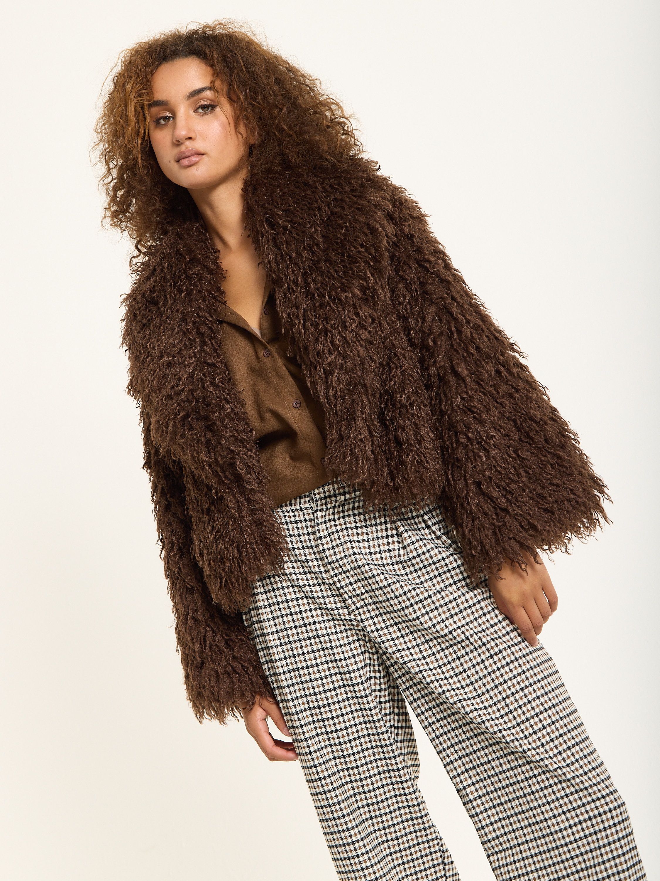 House of Holland Brown Shaggy Faux Fur Jacket