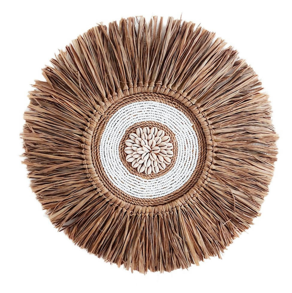 Mystic - Décoration murale en raphia et coquillages D40 cm