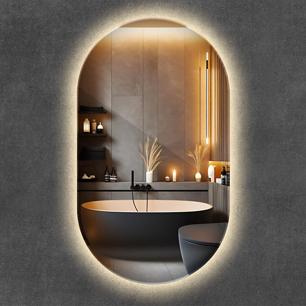 Miroir LED Ovale Classique Wallfluent 40x70cm Lumière Chaude Décoratif Chambre Salle de Bain Design