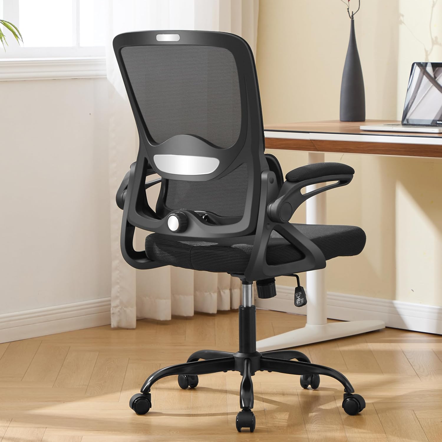 Ergonomic Office Chair,Mesh Office Chair with Lumbar Support,Mid Back Desk Chair with Flip-up Arms,400 lbs Comfy Computer Chair for Home Office