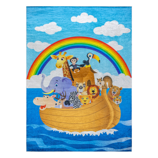 Dywan do prania BAMBINO 2685 Zwierzęta, Łódź, arka dla 80x150 cm
