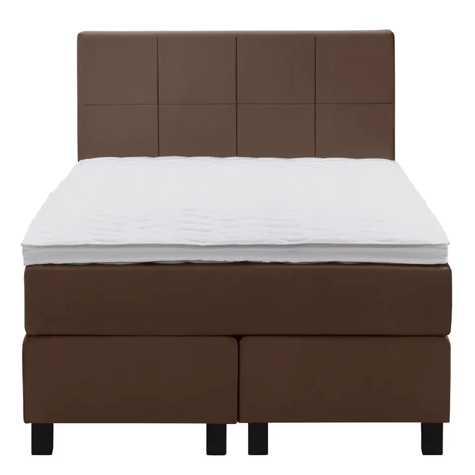 Boxspring Liv geblokt - bruin - 120x200 cm - vierkante poot