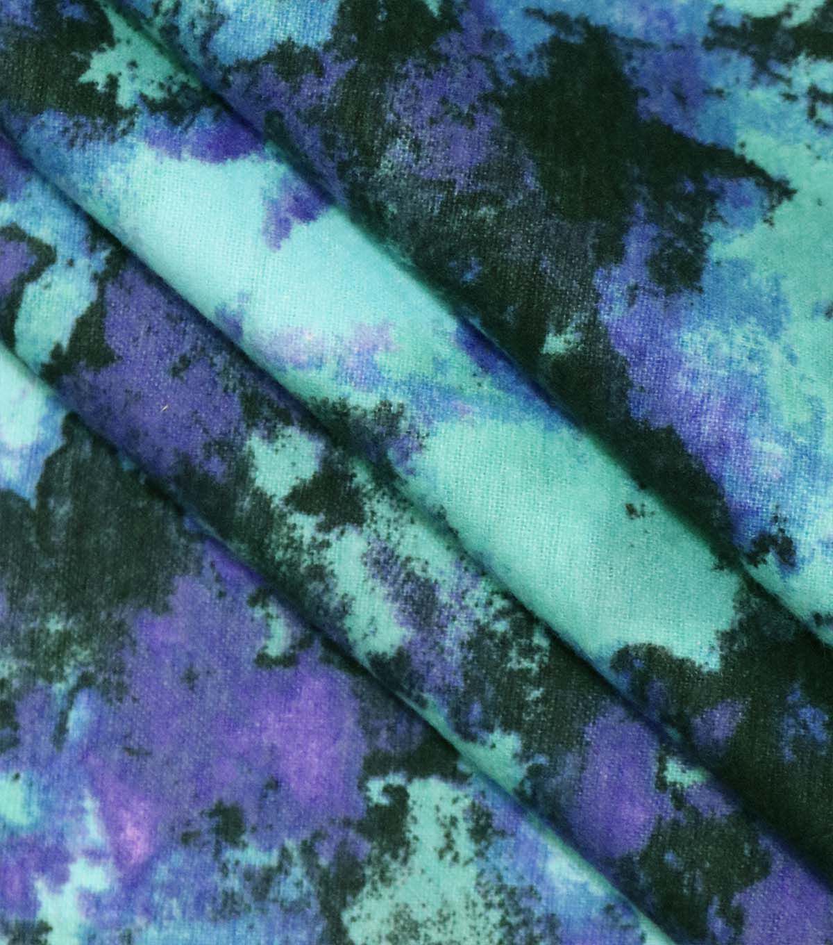 Aqua Tie Dye Super Snuggle Flannel Fabric