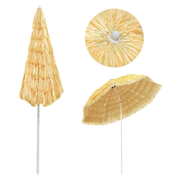 Parasol de plage Naturel 300 cm Style hawaïen vidaXL