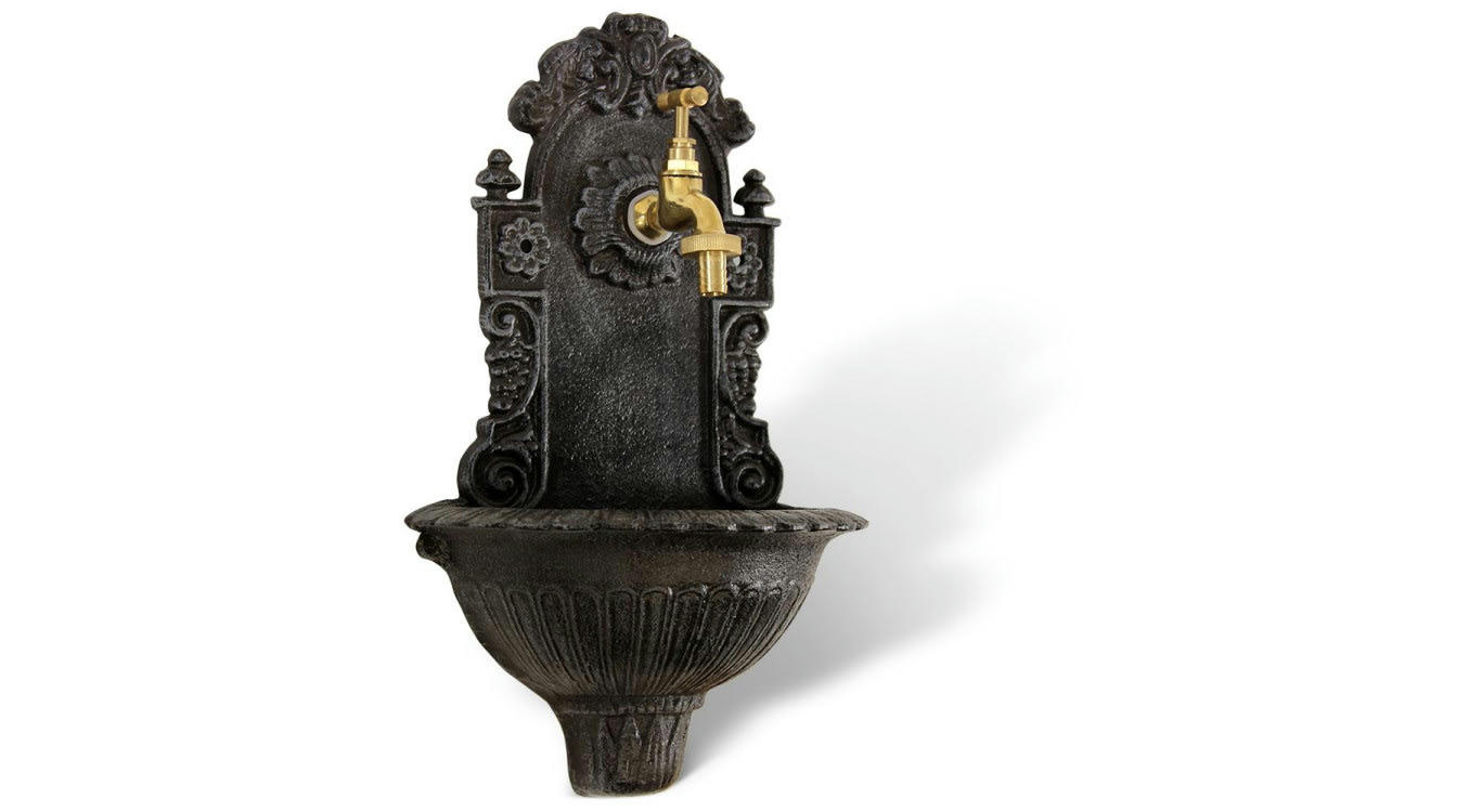 - Fontaine de Jardin Fonte Gris 24.5x12.5x40cm