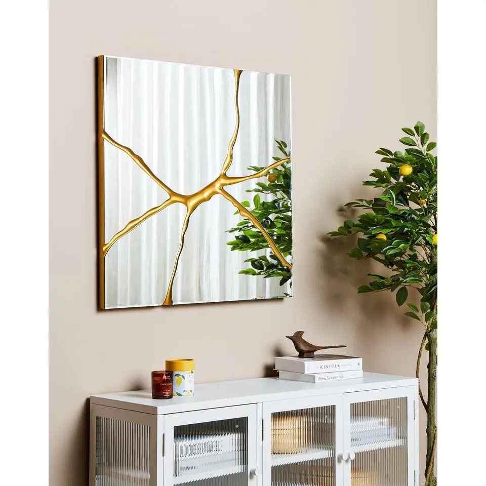 POIVRES - Wandspiegel - Goud - 80 x 80 cm - Glas