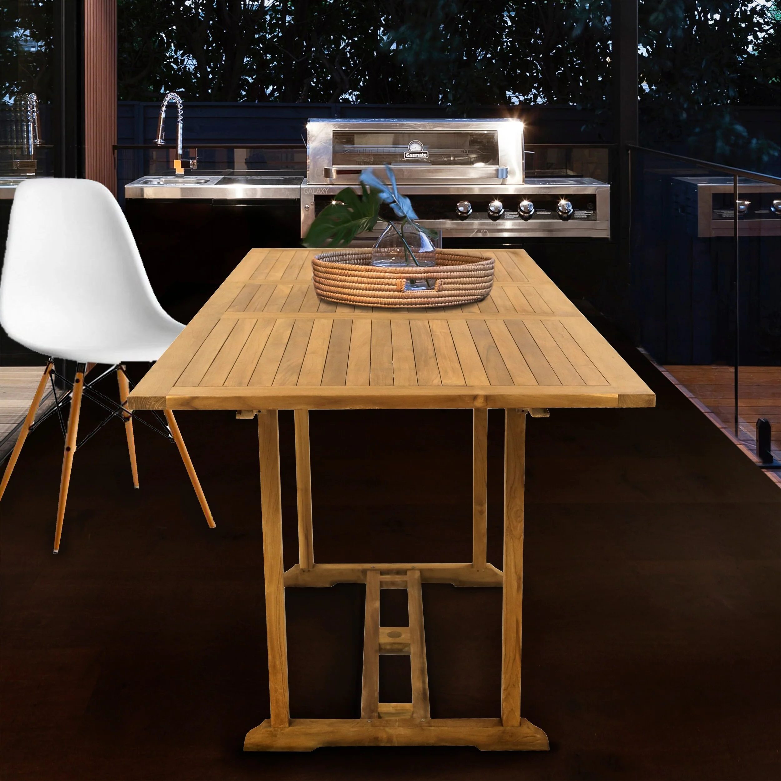 Chic Teak Elzas Rectangular Teak Wood Outdoor Extension Bar Table, 71 to 95 inch (Table Only)