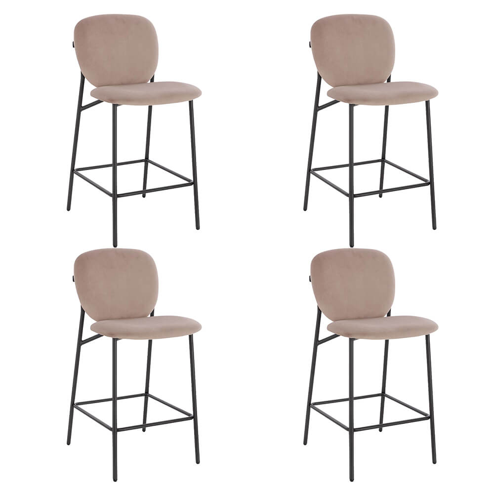 HOME DELUXE CELDA barkrukken fluweel - set van 4 lichtbruin | Barstoelen