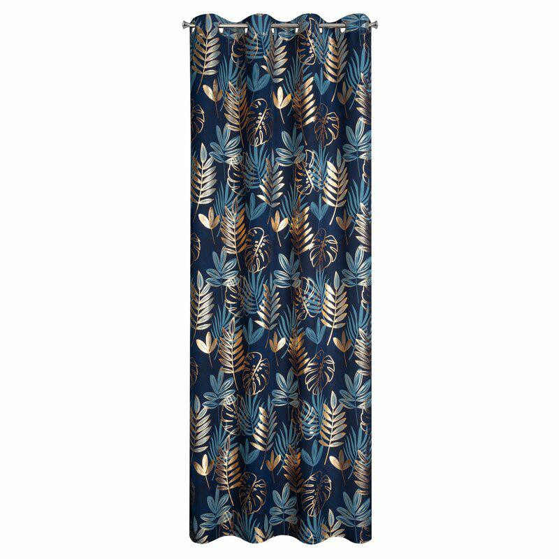 Zasłona RINA 140x250 cm Granatowo Złota Przelotki Salon