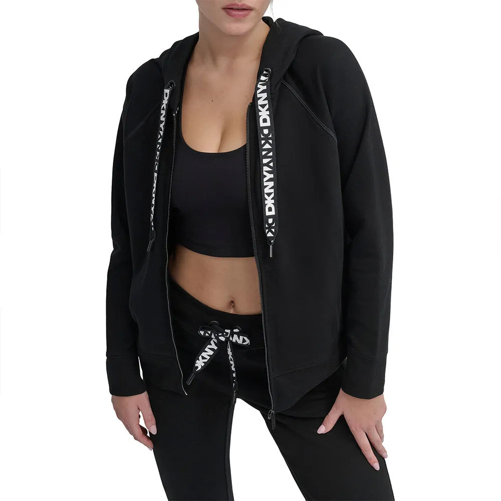 DKNY Two Tone Logo Drawcord full zip sweatshirt