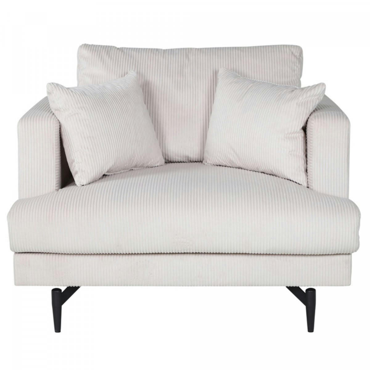 MANU - Fauteuil minimaliste beige en velours côtelé