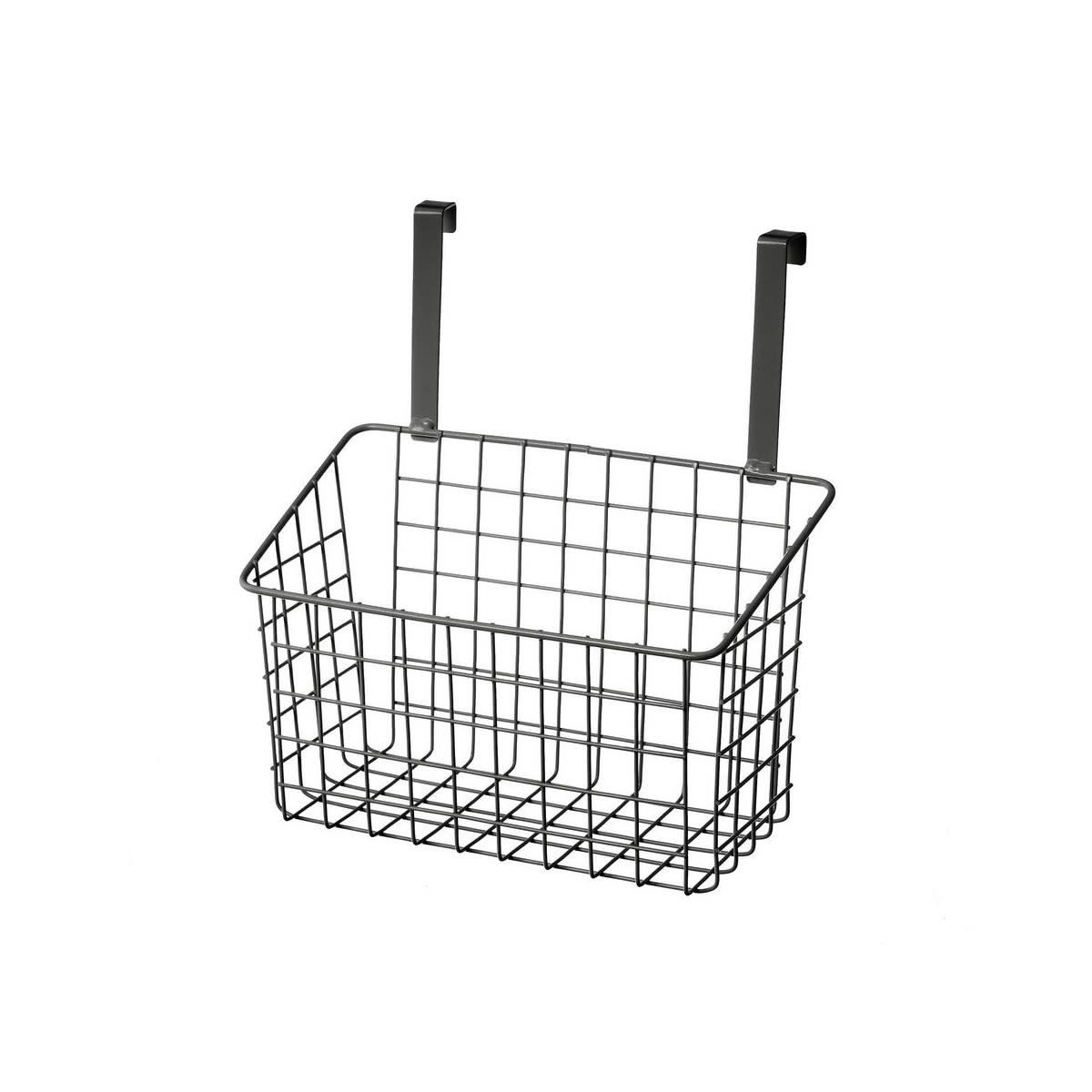 MÉTAL - Organisateur cuisine métal noir panier de porte 28x12x22,5cm