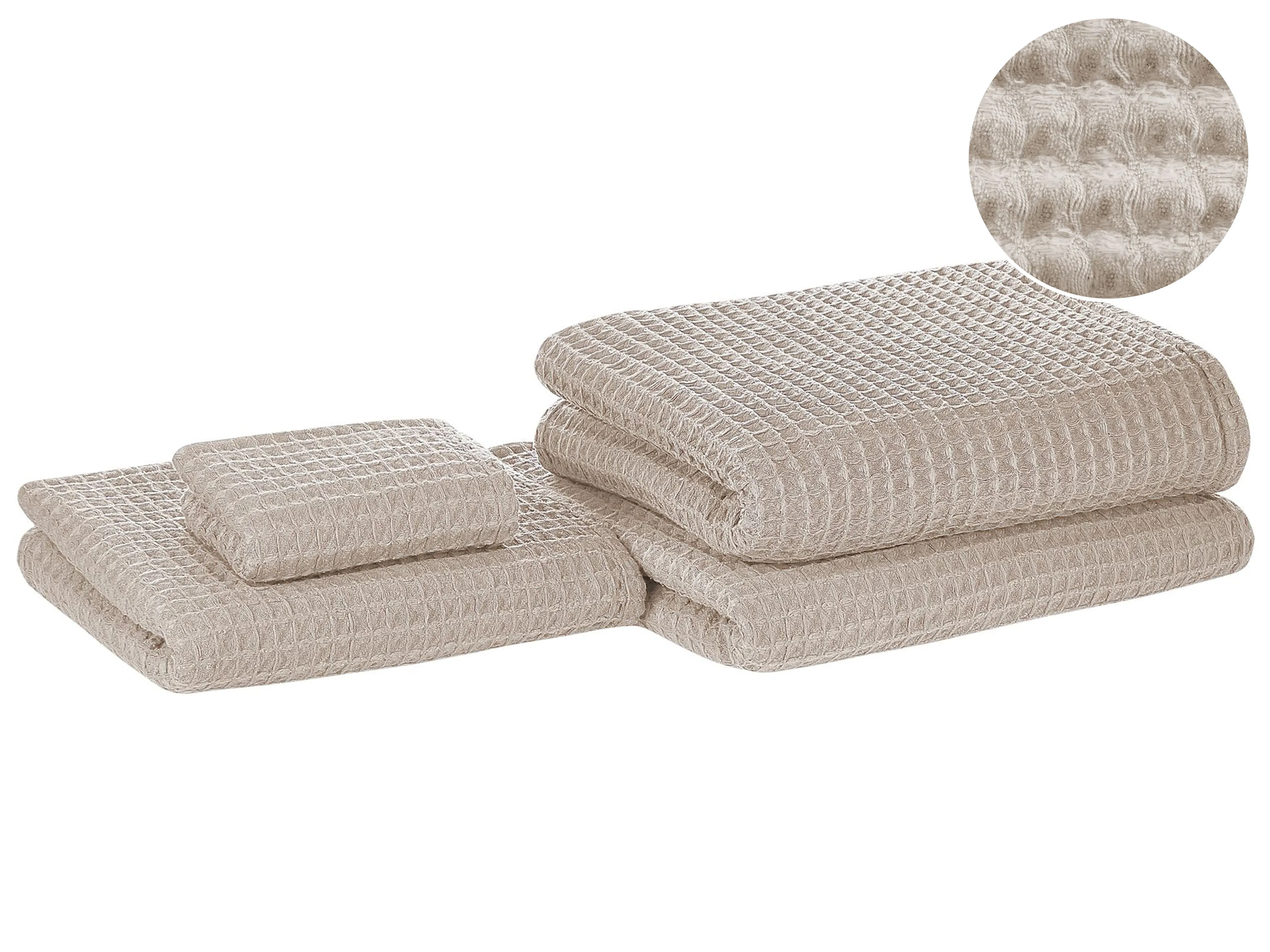 Set of 11 Towels AREORA Cotton Beige