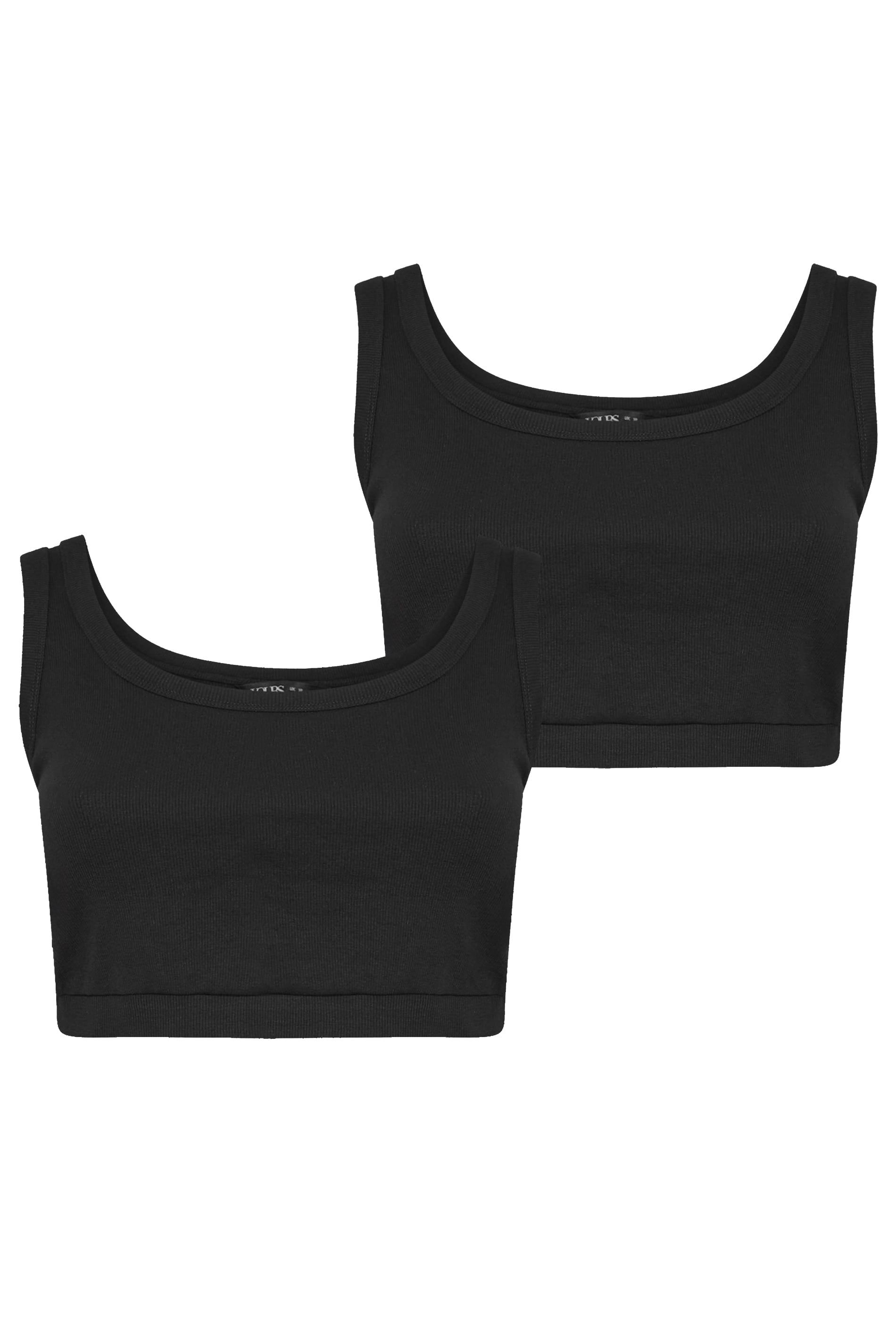 Yours 2 Pack Ribbed Crop Tops