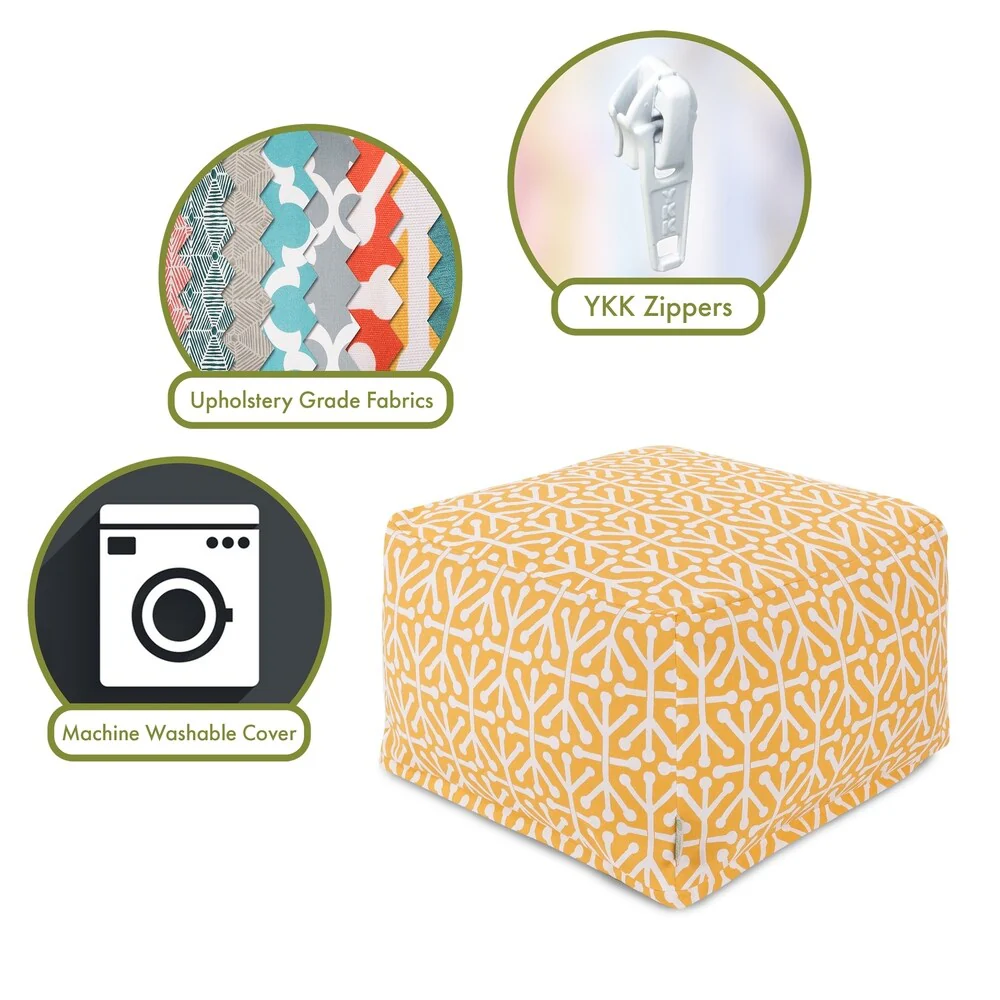 Majestic Home Goods Indoor Outdoor Aruba Ottoman Pouf 27 in L x 27 in W x 17 in H