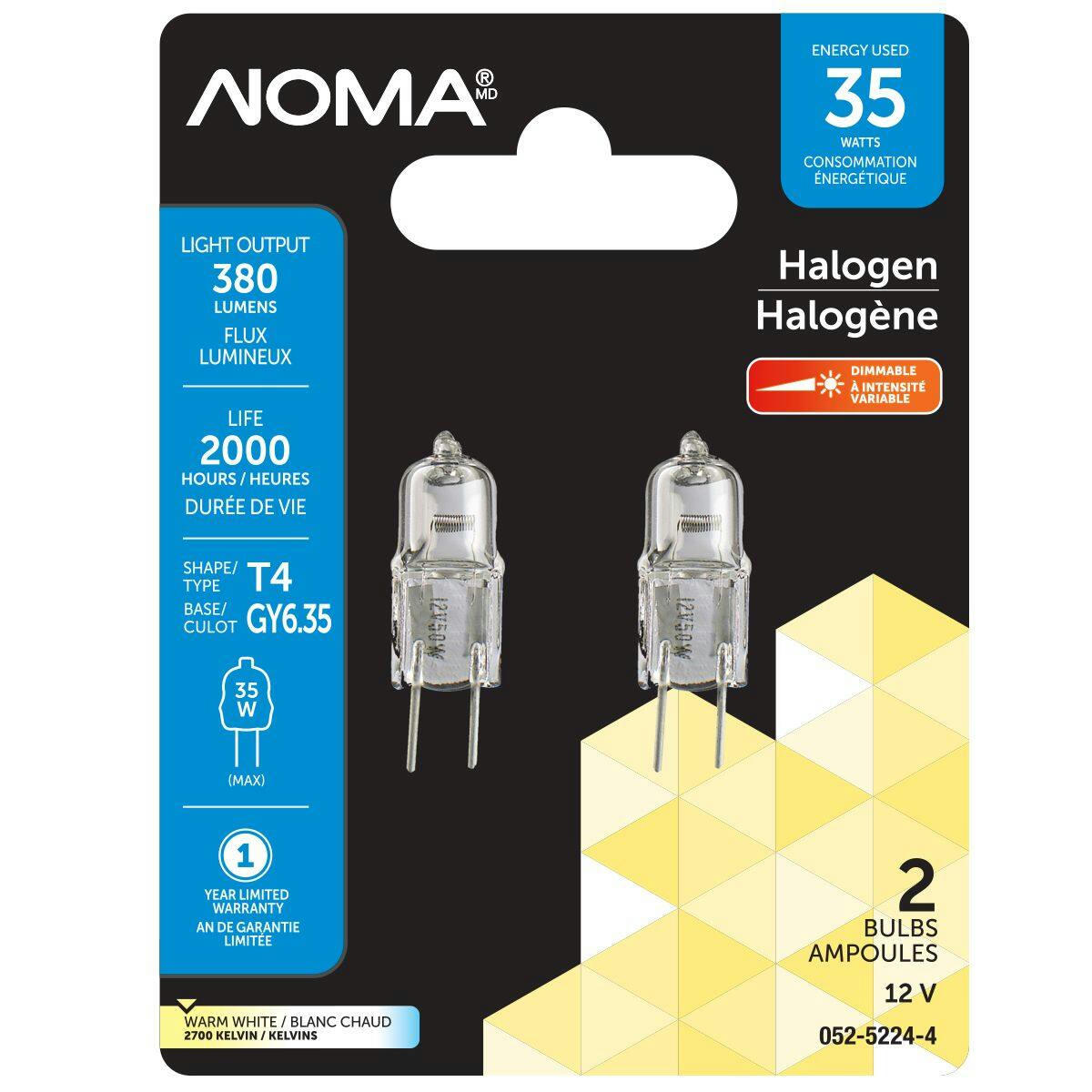 NOMA T4 35W 12V Halogen Bi-Pin Light Bulbs