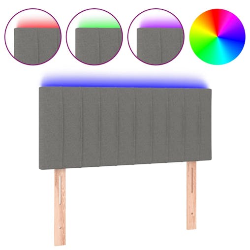 NNEVL LED Headboard Dark Grey 100x5x78/88 cm Fabric