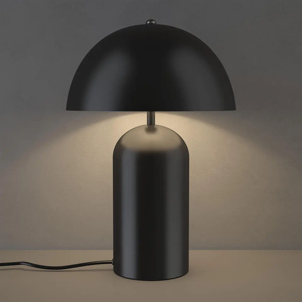 tectake Kleine retro-tafellamp Altea, paddenstoeldesign, 40W, Zwart