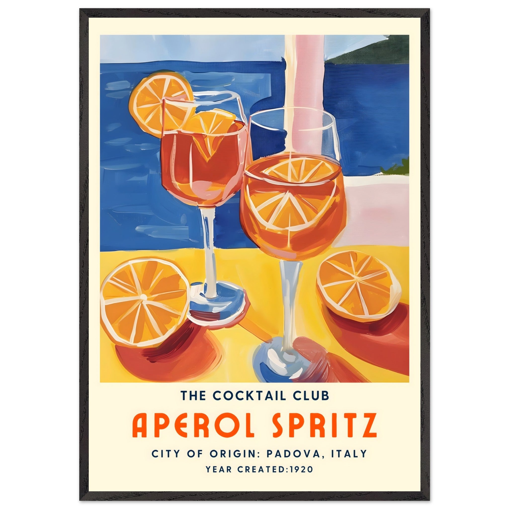 Artfulprints Poster met Lijst Aperol Spritz - The cocktail club I  - 70x100 cm - Meerkleurig