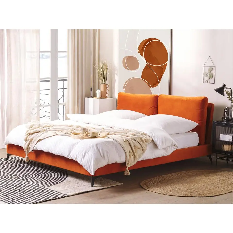 MELLE - Tweepersoonsbed - Oranje - 180 x 200 cm - Fluweel