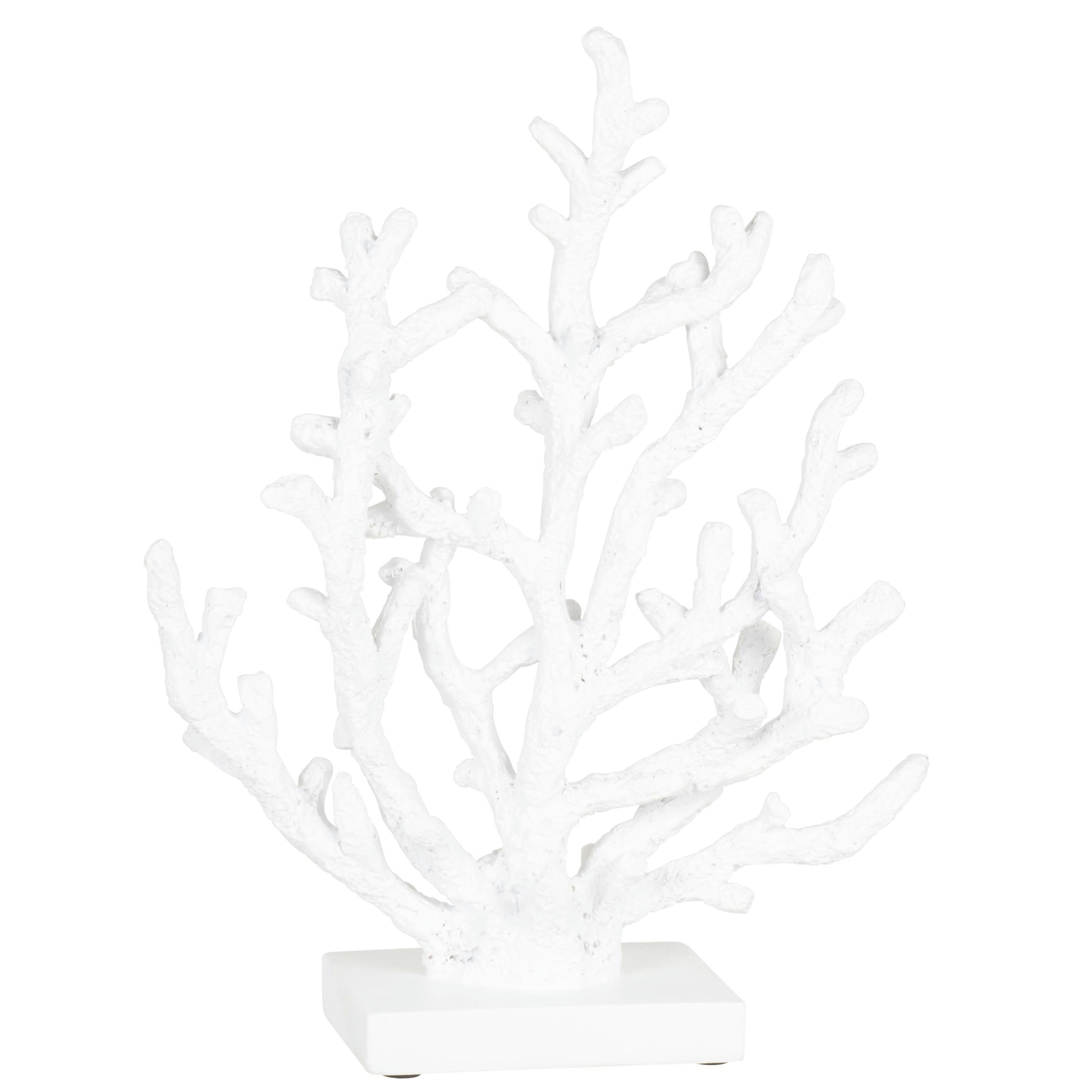 ARIEL - Déco à poser corail en polyrésine blanche H33
