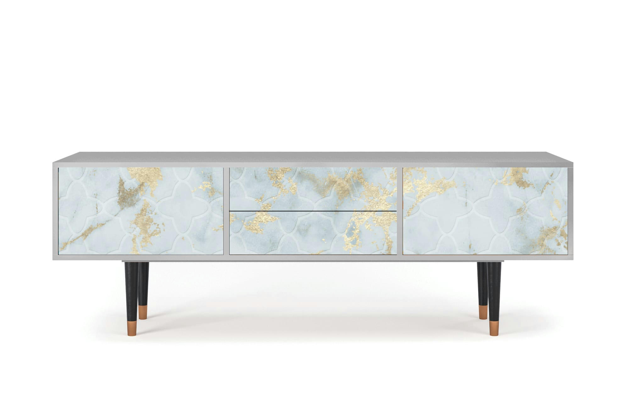 GOLDEN WAVES - Meuble TV  blanc clair 2 tiroirs et 2 portes L 170 cm