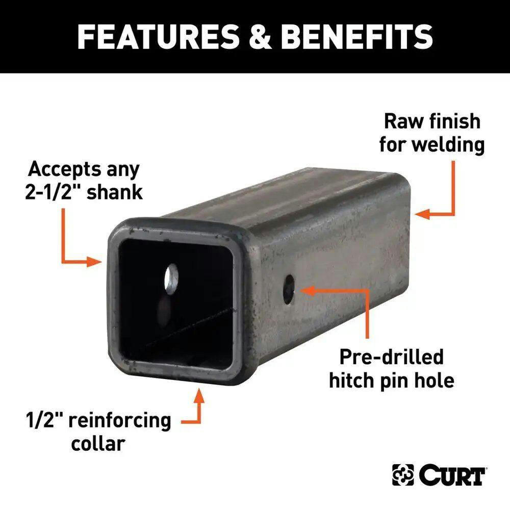 CURT 10-in Raw Steel Receiver Tubing (2-1/2-in Receiver)
