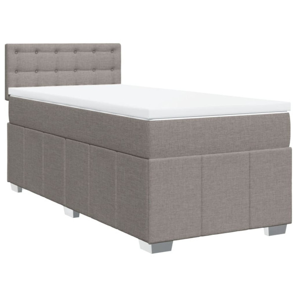 Łóżko kontynentalne z materacem taupe tkanina 80x200 cm
