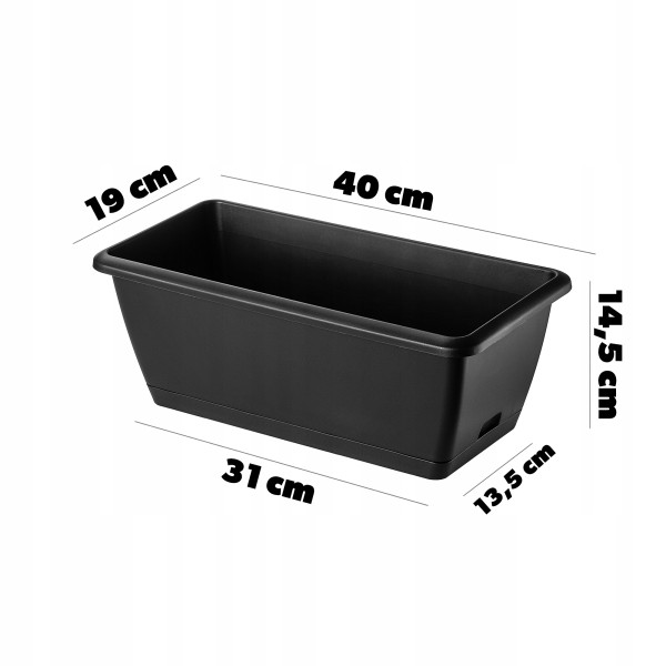 Kadax Skrzynka Balkonowa 40cm Doniczka Podstawka