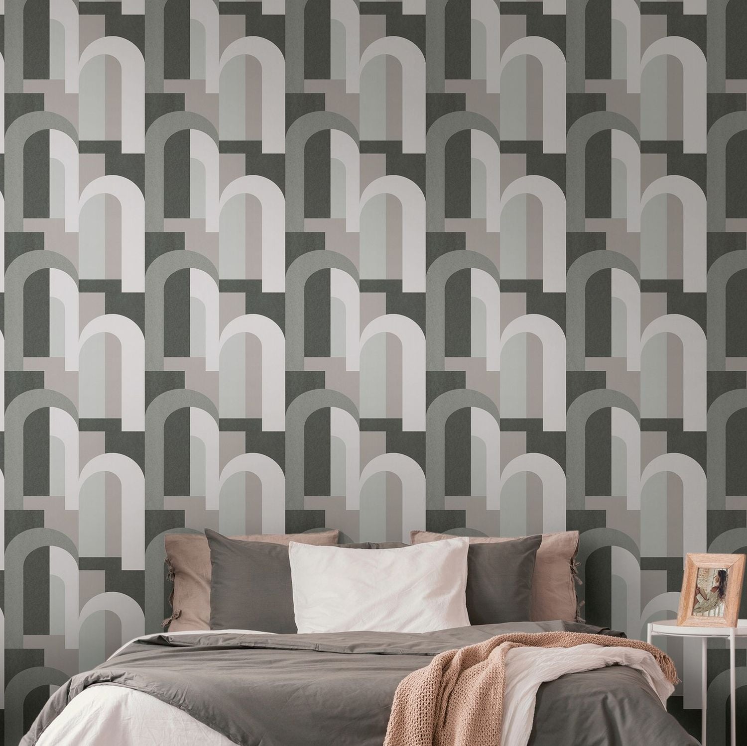 Livingwalls behang art deco motief grijs en zwart - 53 cm x 10.05 m - AS-391704