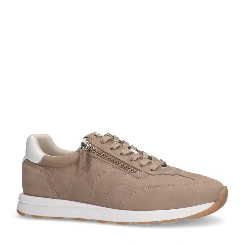No Stress Taupe nubuck sneakers met rits