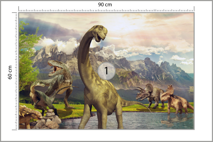 Fototapeta Dla Dzieci Dinozaury Nad Jeziorem 90x60cm