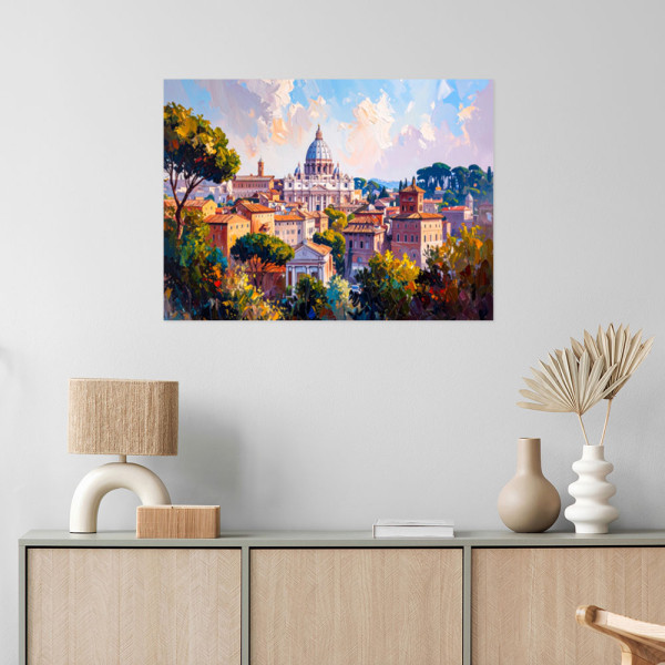 Plakat samoprzylepny do salonu sypialni Feeby biura Panorama Rzymu 30x20