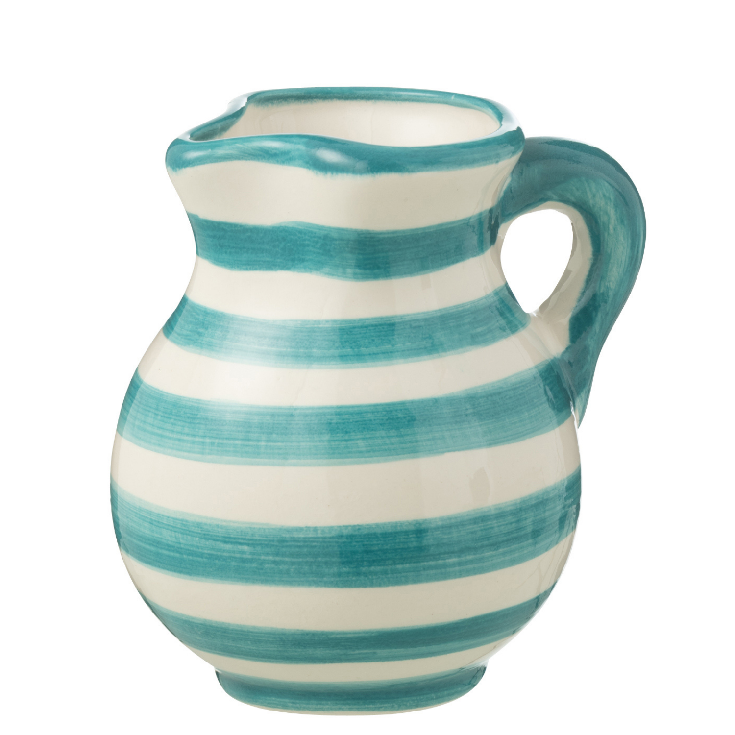 J-Line kruik Granada Stripes - keramiek - wit aqua - small